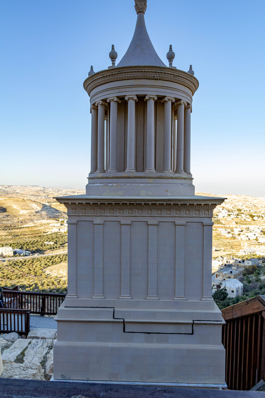 A replication of Herod's burial monument at the Herodium. 