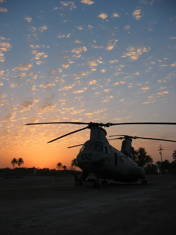 CH-46E Helicopter at Babylon sunset