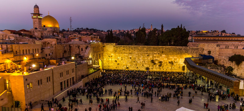 Western Wall of the Temple Mount at sunset